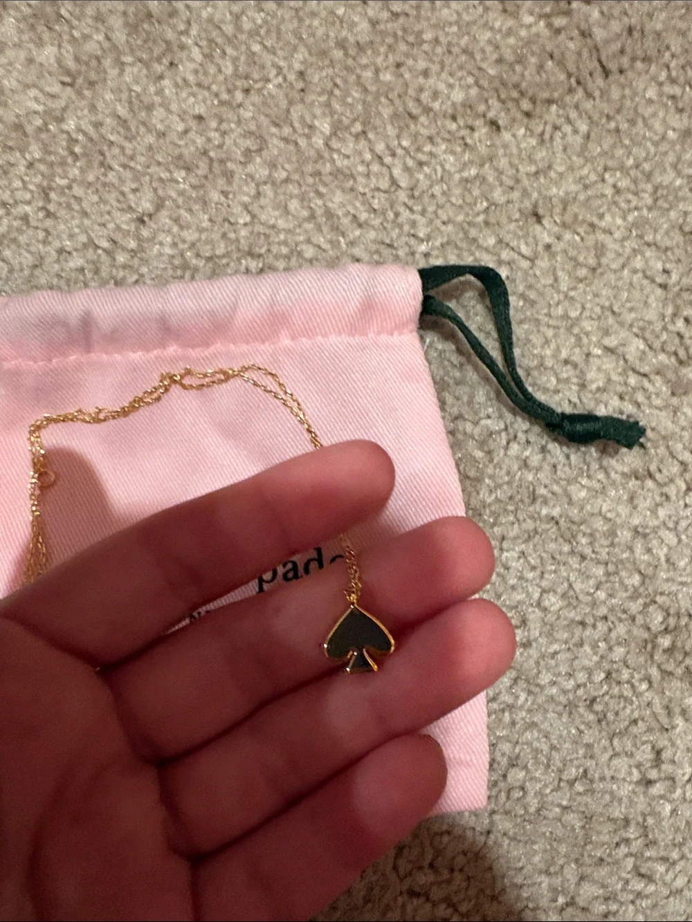 kate spade Gold Tone Necklace and Mint/teal Spade Stud Earrings Set